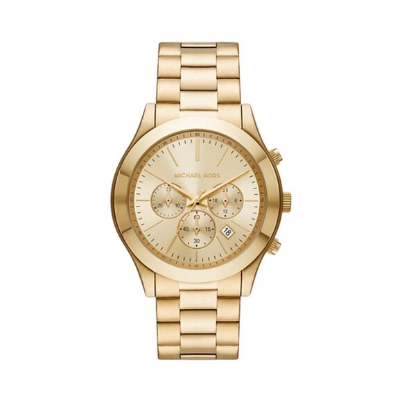 NWT Michael Kors Slim Runway Gold-Tone Chronograph Watch - Picture 1 of 4